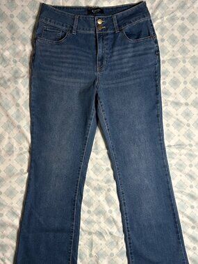d.jeans New York High Rise Double Button Flare Jeans Medium Wash Womens 10